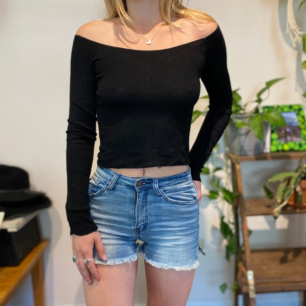 BRANDY MELVILLE Strapless Long Sleeve Crop